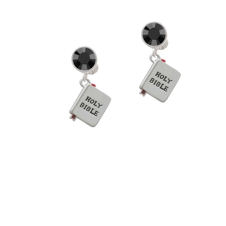 Bible with Cross Crystal Clip On Earrings Image 1