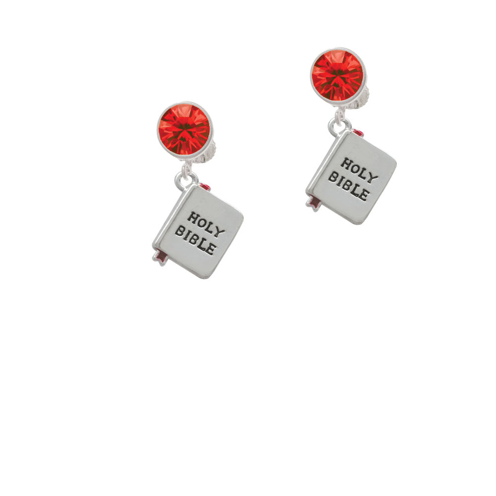 Bible with Cross Crystal Clip On Earrings Image 4