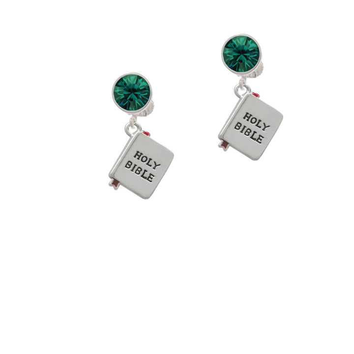 Bible with Cross Crystal Clip On Earrings Image 6