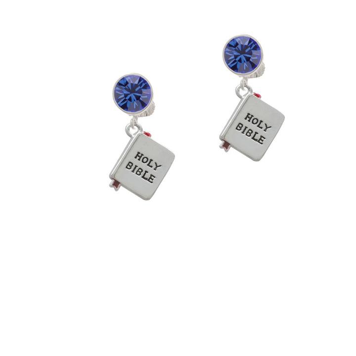 Bible with Cross Crystal Clip On Earrings Image 7