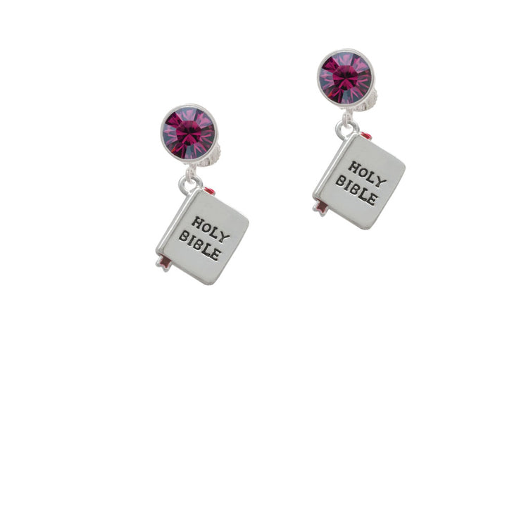 Bible with Cross Crystal Clip On Earrings Image 8