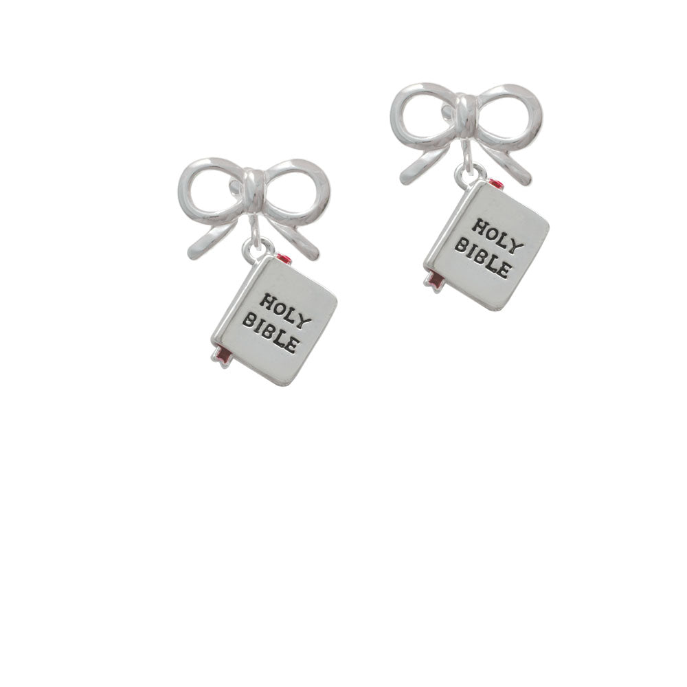 Bible with Cross Crystal Clip On Earrings Image 9