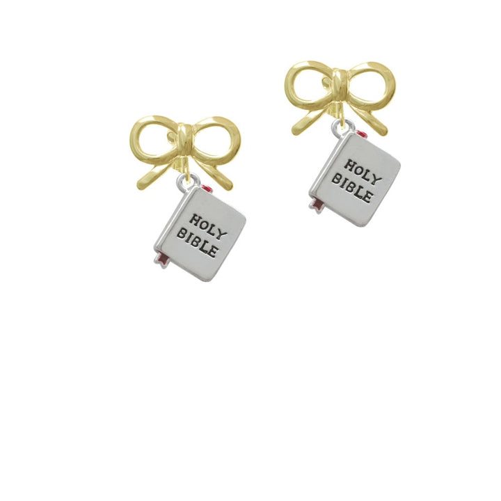 Bible with Cross Crystal Clip On Earrings Image 10