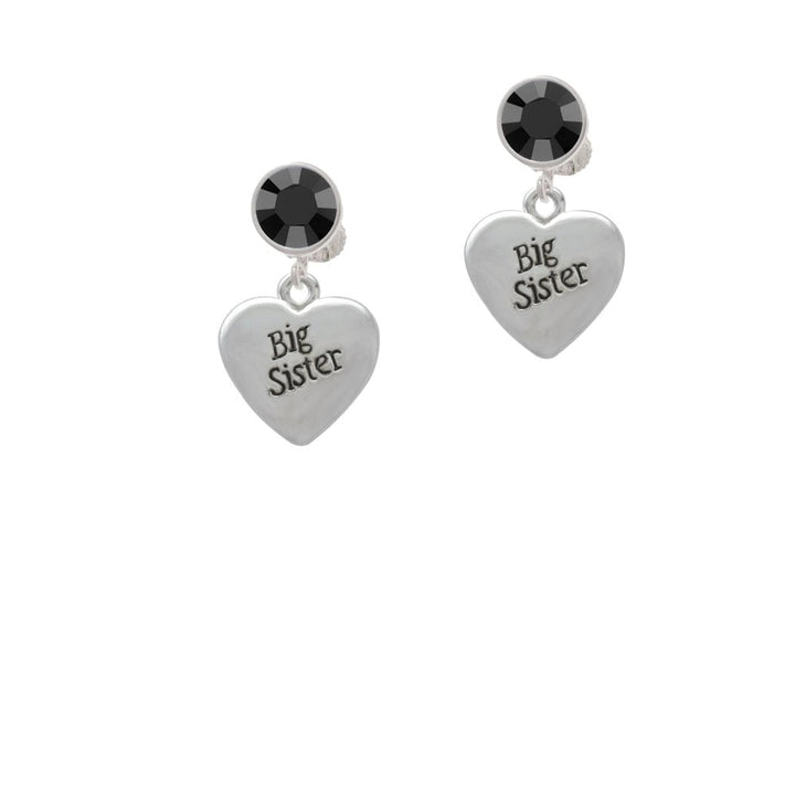 Big Sister Heart Crystal Clip On Earrings Image 3