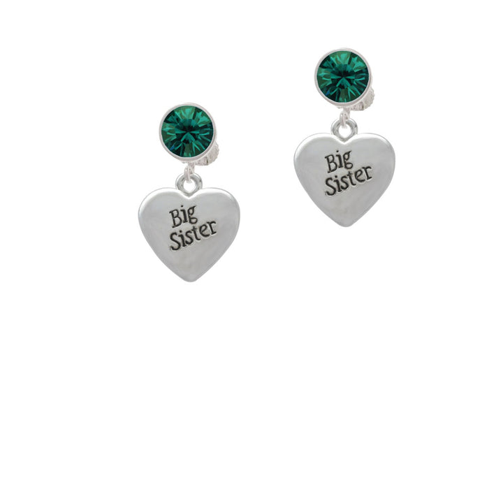 Big Sister Heart Crystal Clip On Earrings Image 6