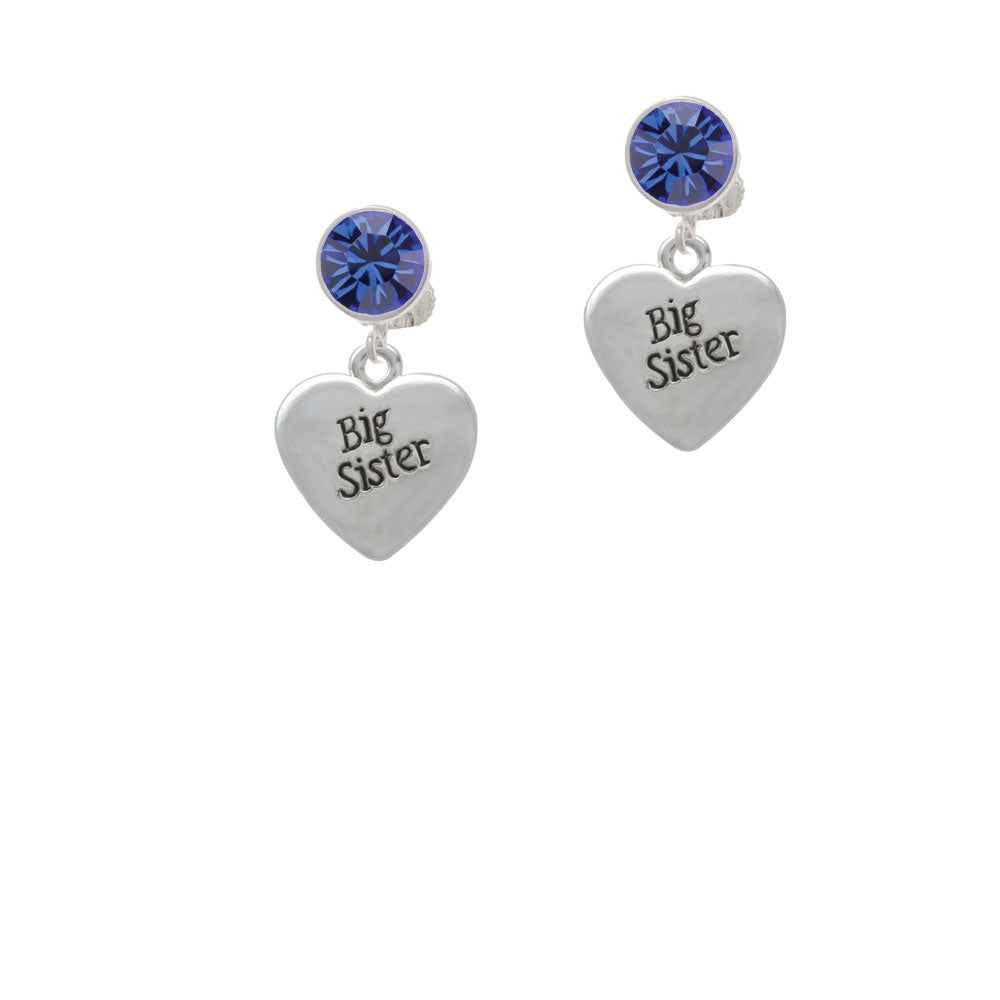 Big Sister Heart Crystal Clip On Earrings Image 7