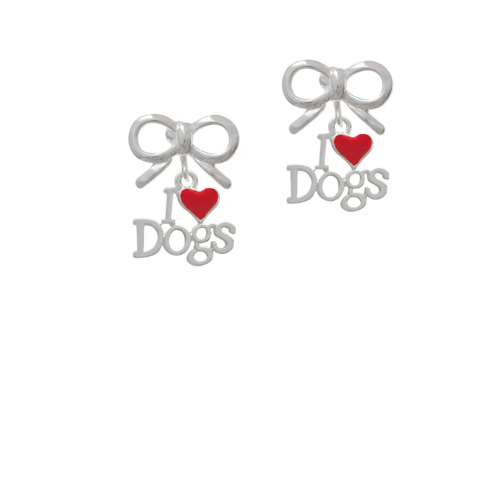 I love Dogs with Red Heart Crystal Clip On Earrings Image 9