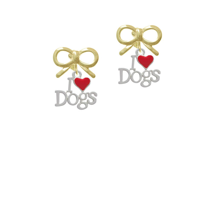 I love Dogs with Red Heart Crystal Clip On Earrings Image 10