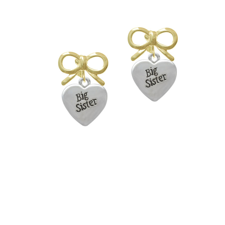 Big Sister Heart Crystal Clip On Earrings Image 10