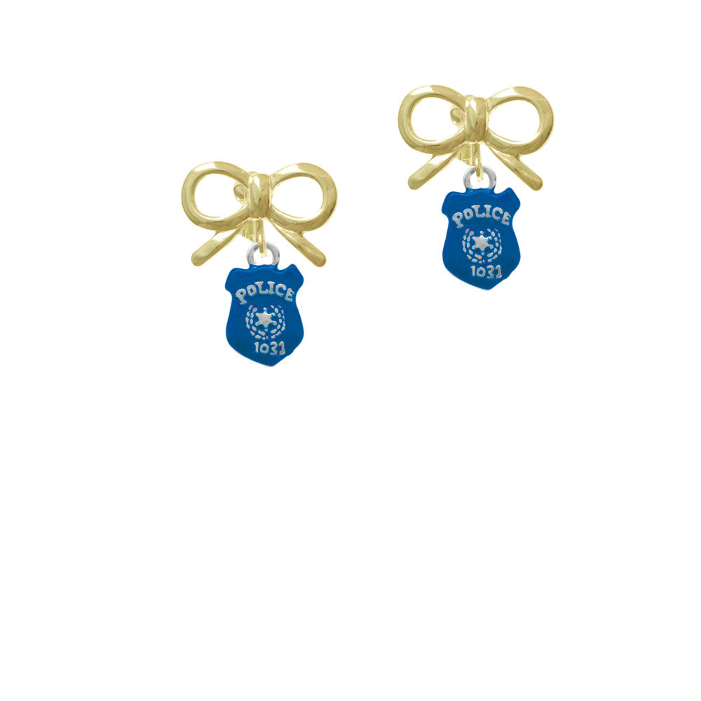 Blue Policemans Badge Crystal Clip On Earrings Image 10