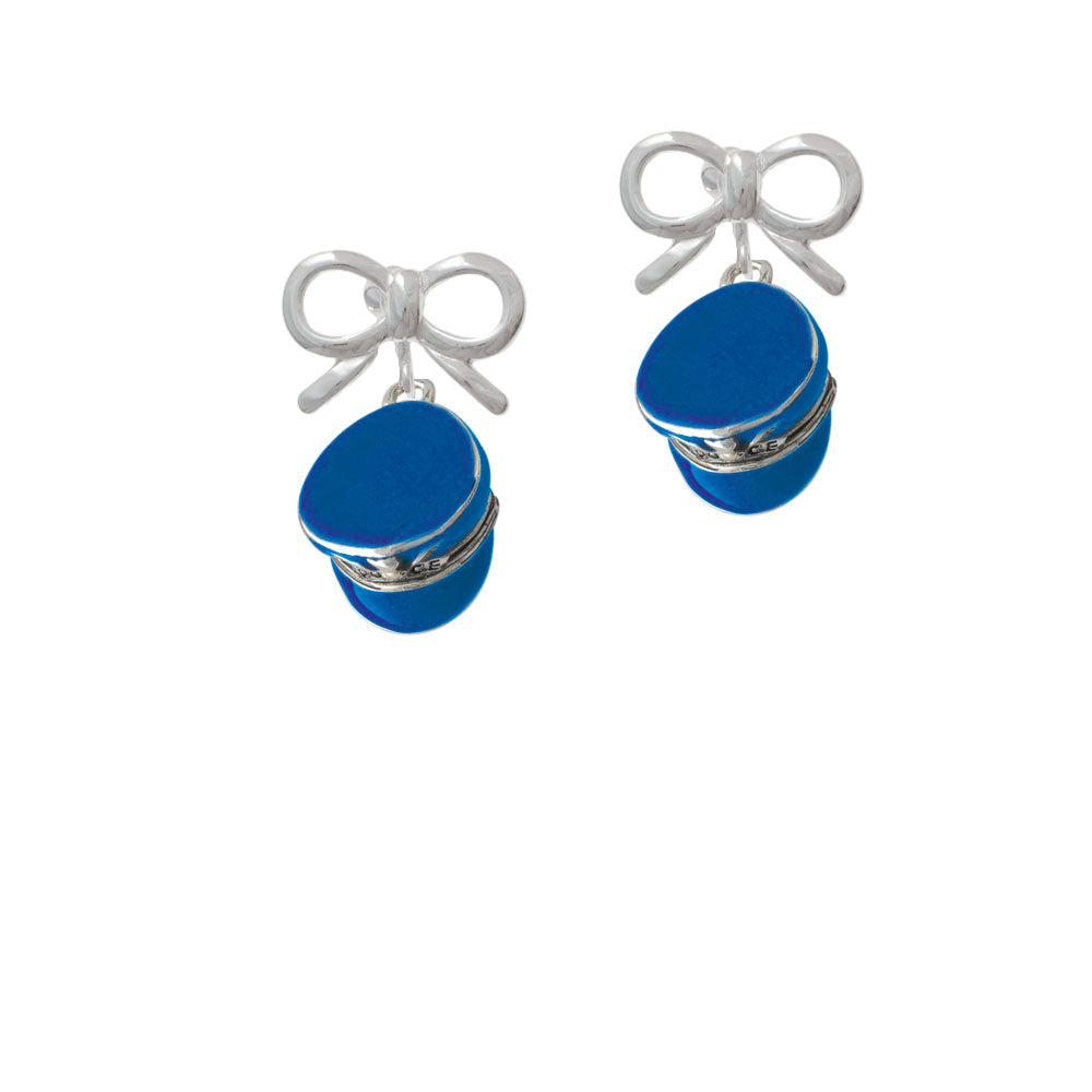 Blue Policemans Hat Crystal Clip On Earrings Image 9