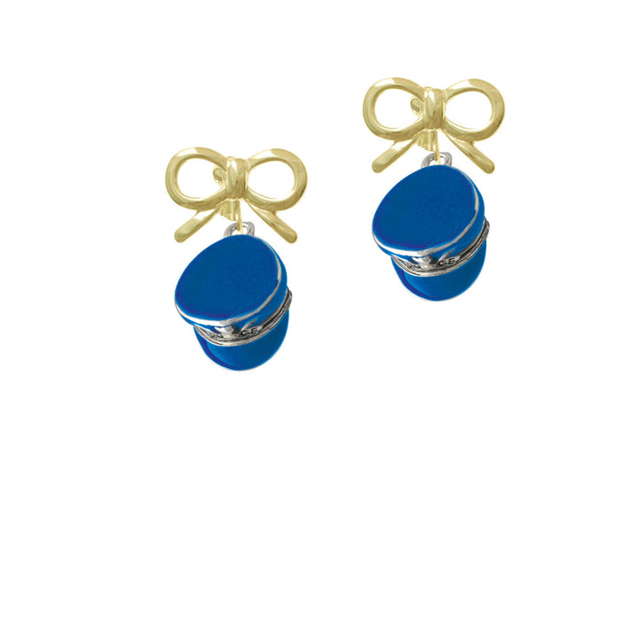 Blue Policemans Hat Crystal Clip On Earrings Image 10