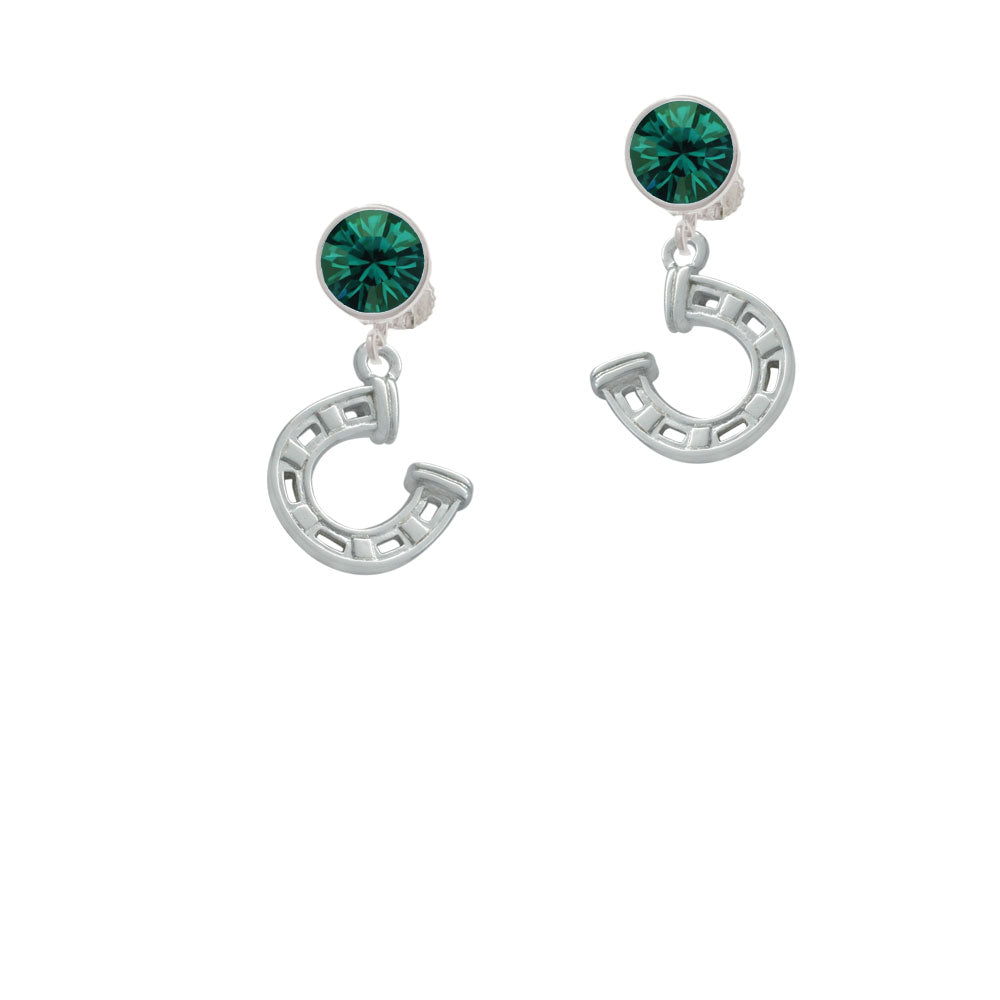 Horseshoe with Side Loop Crystal Clip On Earrings Image 6