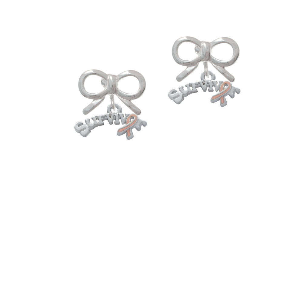 Survivor with Pink Ribbon Crystal Clip On Earrings Image 9