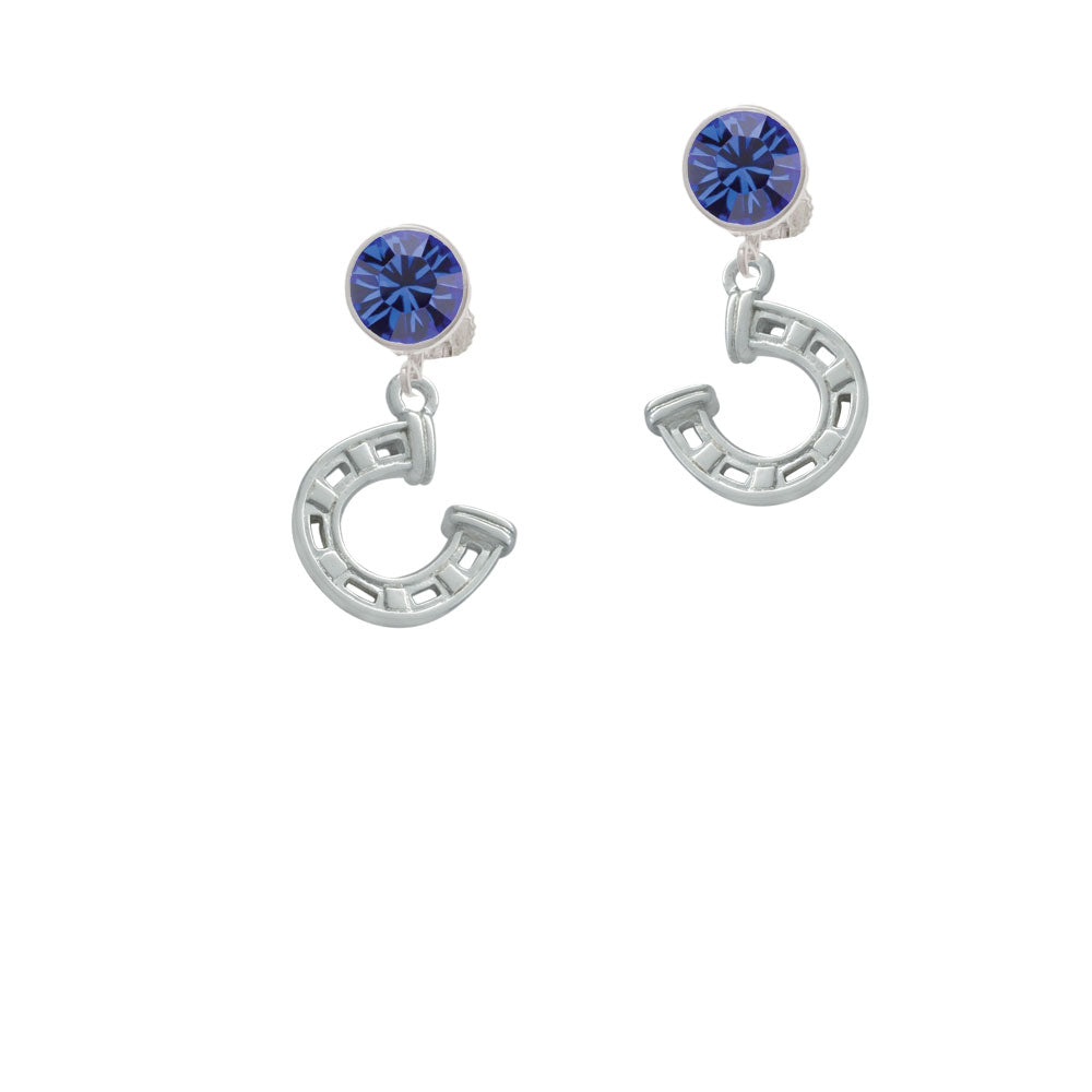 Horseshoe with Side Loop Crystal Clip On Earrings Image 7