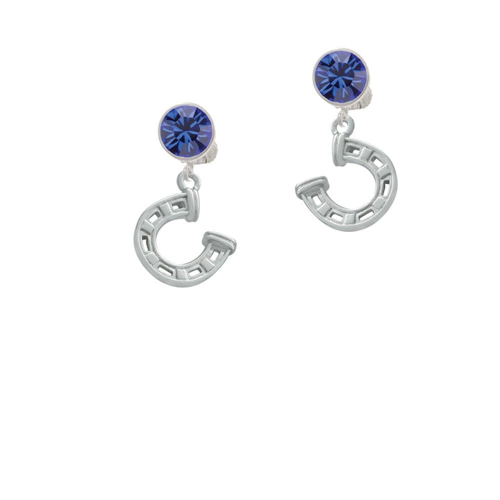 Horseshoe with Side Loop Crystal Clip On Earrings Image 1