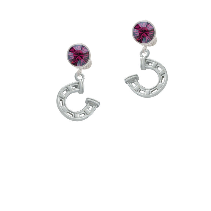 Horseshoe with Side Loop Crystal Clip On Earrings Image 8