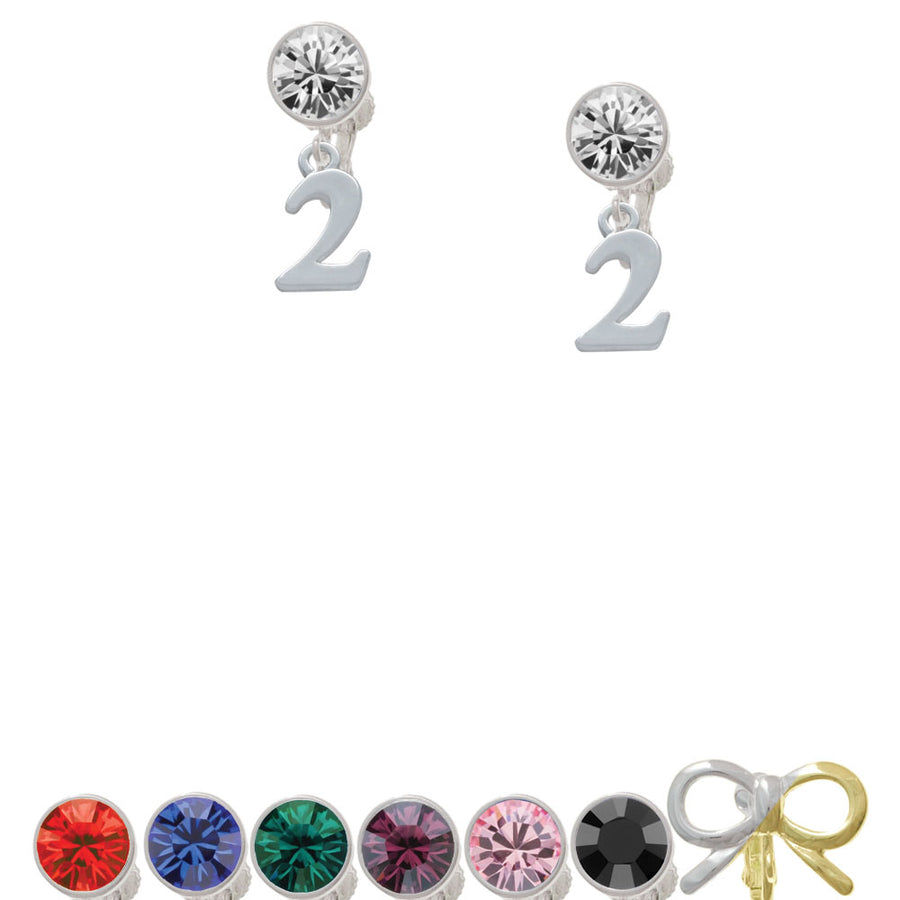 Number - 2 - Crystal Clip On Earrings Image 1