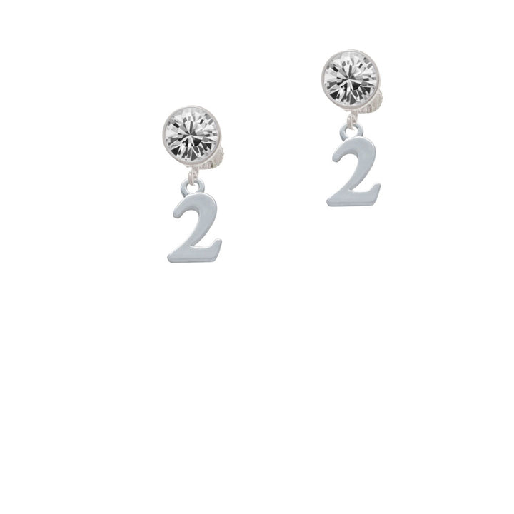 Number - 2 - Crystal Clip On Earrings Image 2