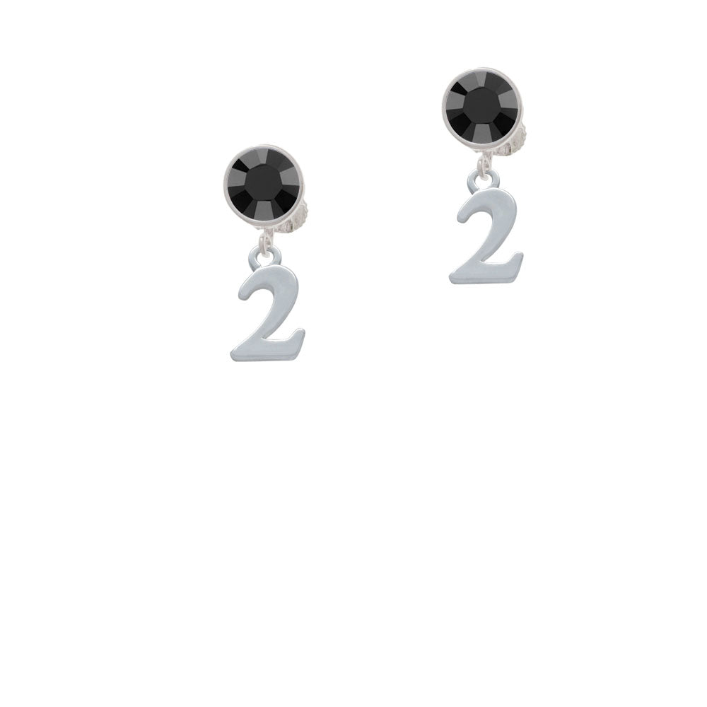 Number - 2 - Crystal Clip On Earrings Image 3