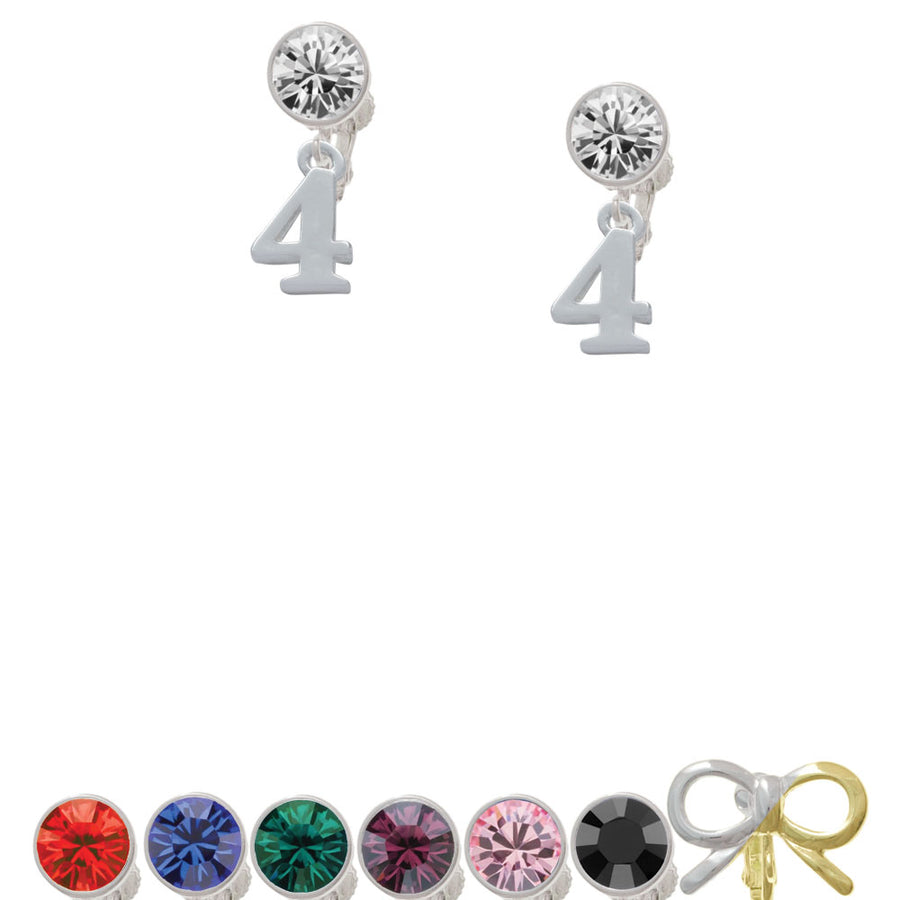 Number - 4 - Crystal Clip On Earrings Image 1