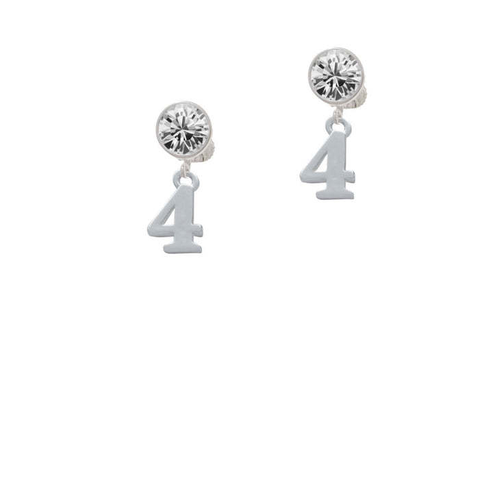 Number - 4 - Crystal Clip On Earrings Image 2