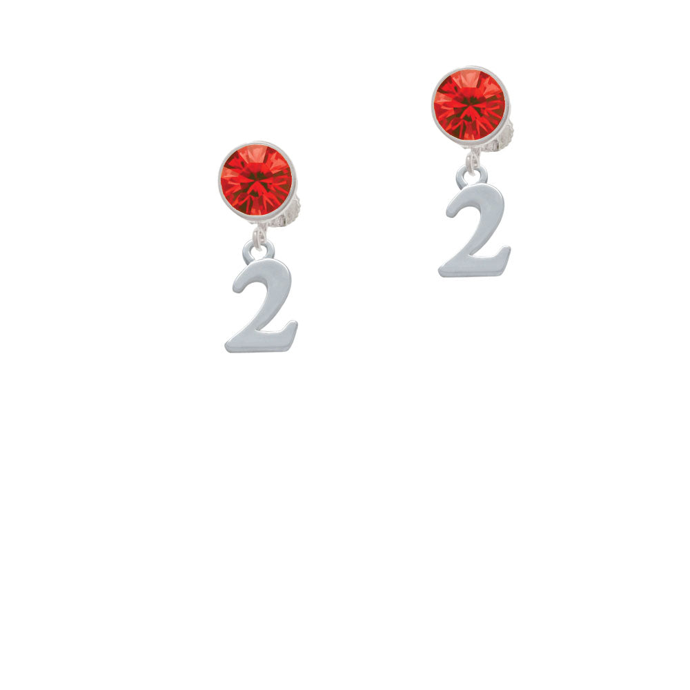 Number - 2 - Crystal Clip On Earrings Image 4