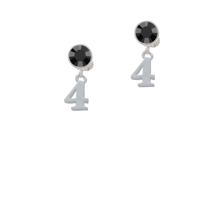 Number - 4 - Crystal Clip On Earrings Image 3