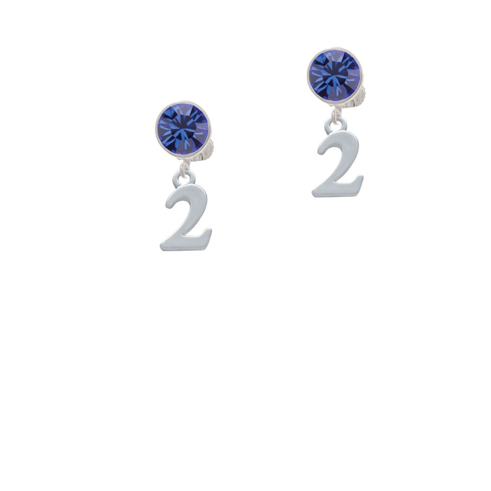 Number - 2 - Crystal Clip On Earrings Image 7