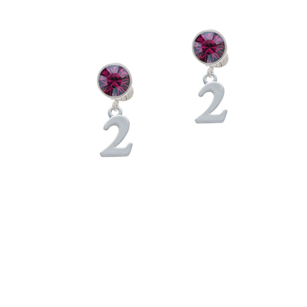 Number - 2 - Crystal Clip On Earrings Image 8