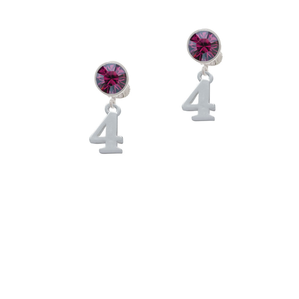 Number - 4 - Crystal Clip On Earrings Image 8