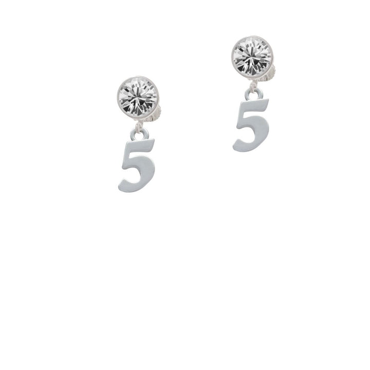 Number - 5 - Crystal Clip On Earrings Image 2