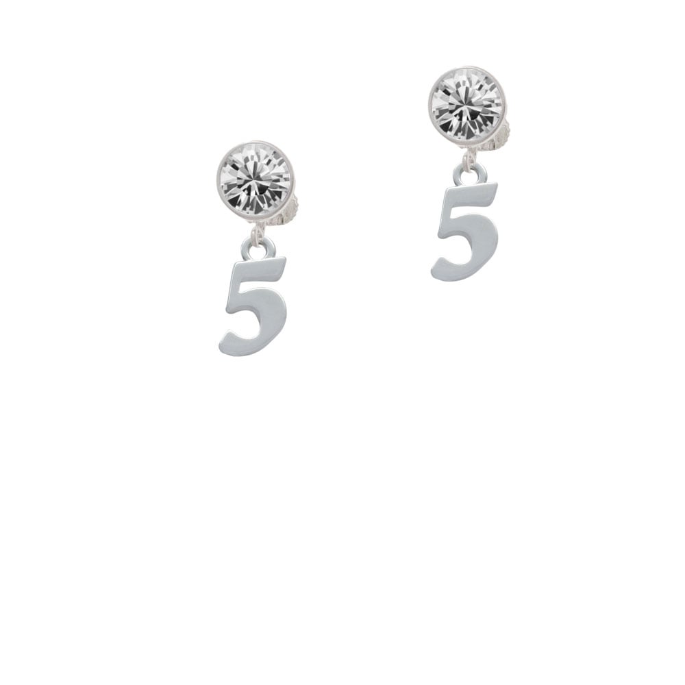 Number - 5 - Crystal Clip On Earrings Image 1