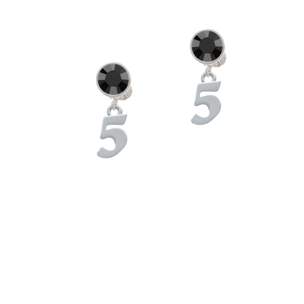 Number - 5 - Crystal Clip On Earrings Image 3