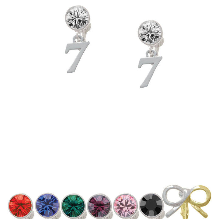 Number - 7 - Crystal Clip On Earrings Image 1