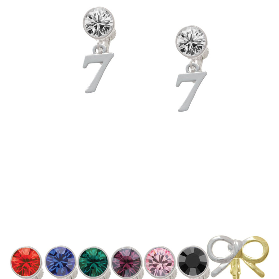 Number - 7 - Crystal Clip On Earrings Image 1