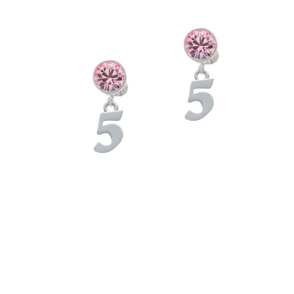 Number - 5 - Crystal Clip On Earrings Image 4