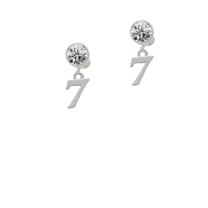 Number - 7 - Crystal Clip On Earrings Image 2