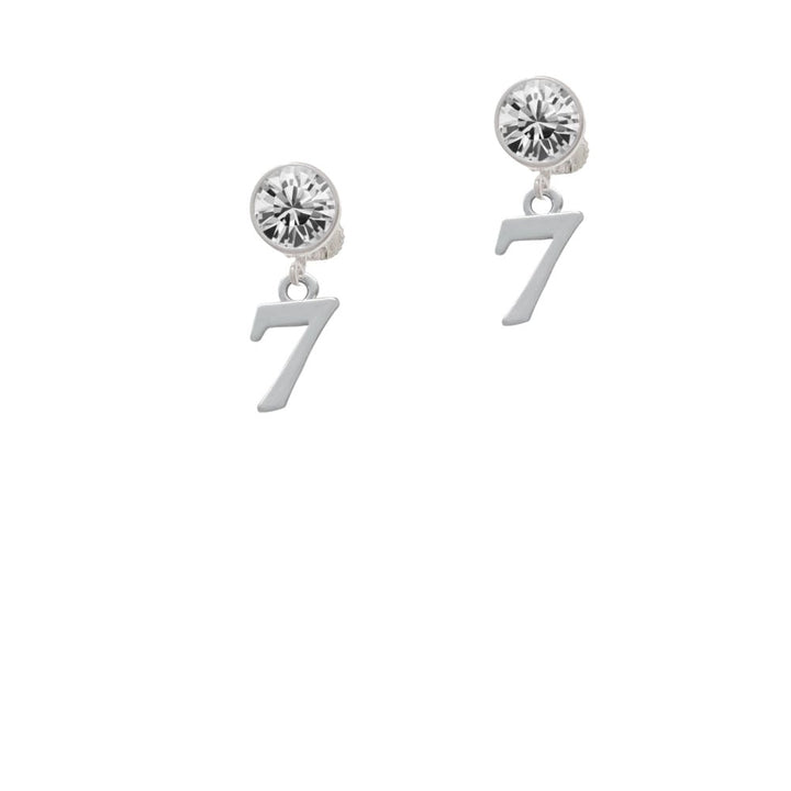 Number - 7 - Crystal Clip On Earrings Image 1