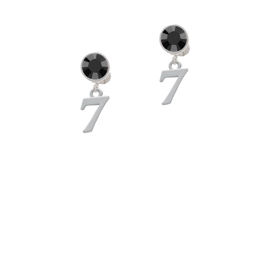 Number - 7 - Crystal Clip On Earrings Image 3