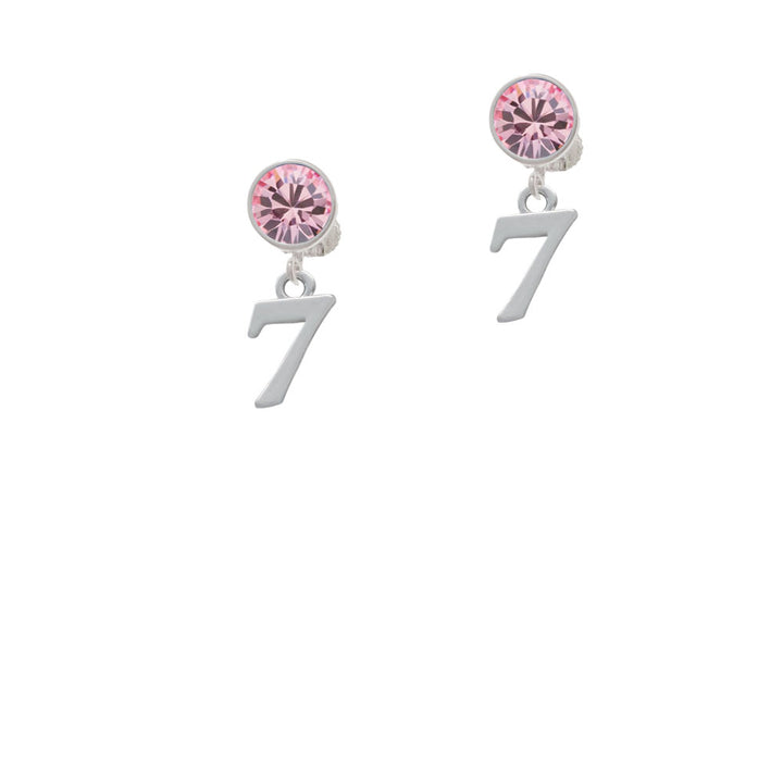 Number - 7 - Crystal Clip On Earrings Image 4