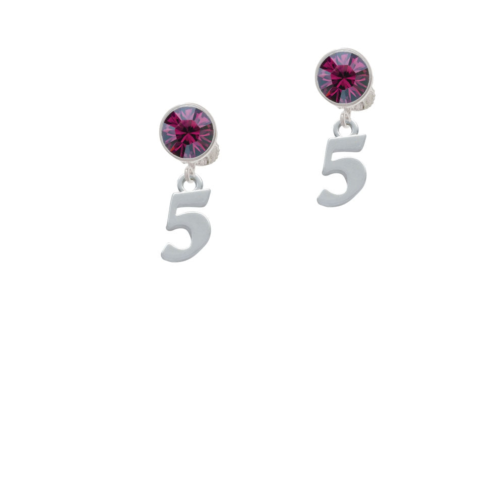 Number - 5 - Crystal Clip On Earrings Image 8