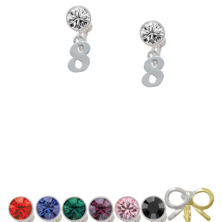 Number - 8 - Crystal Clip On Earrings Image 1