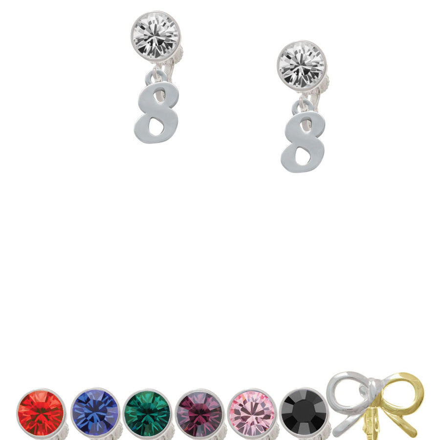 Number - 8 - Crystal Clip On Earrings Image 1