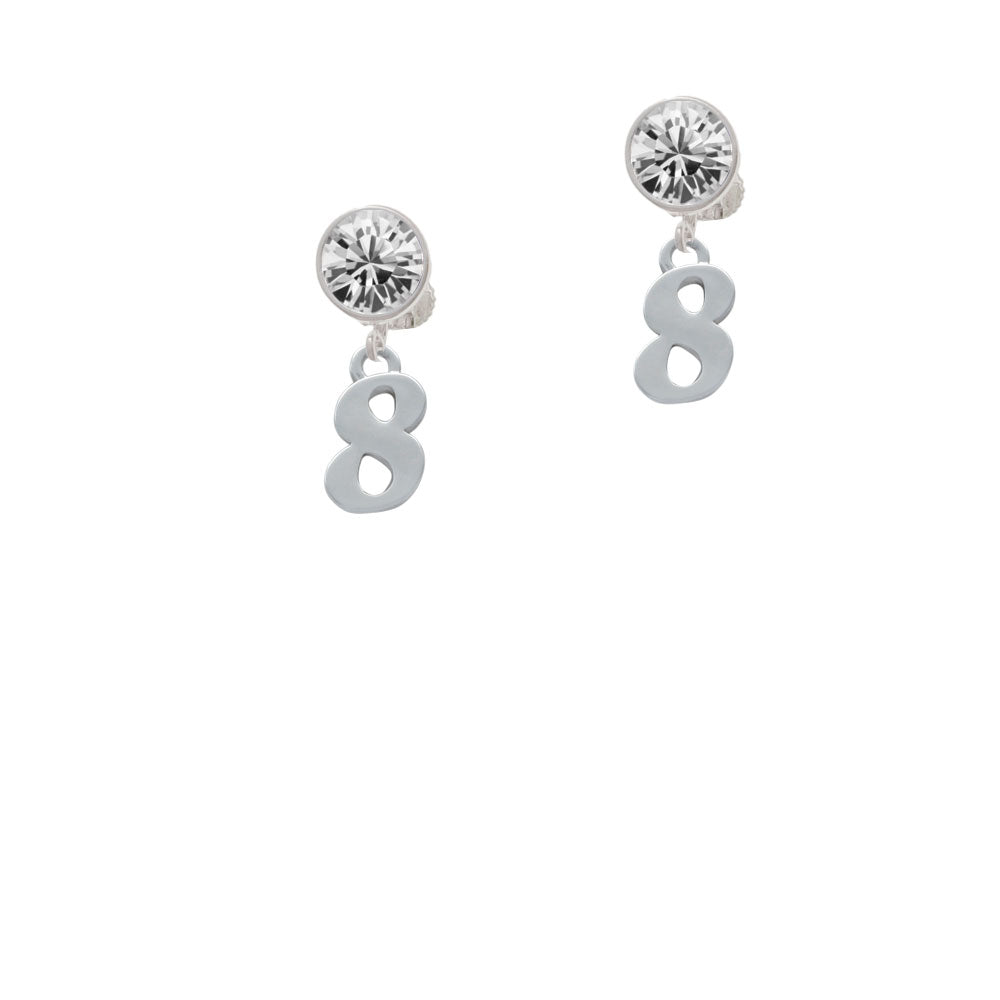 Number - 8 - Crystal Clip On Earrings Image 2