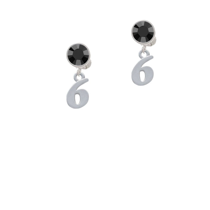 Number - 6 - Crystal Clip On Earrings Image 3