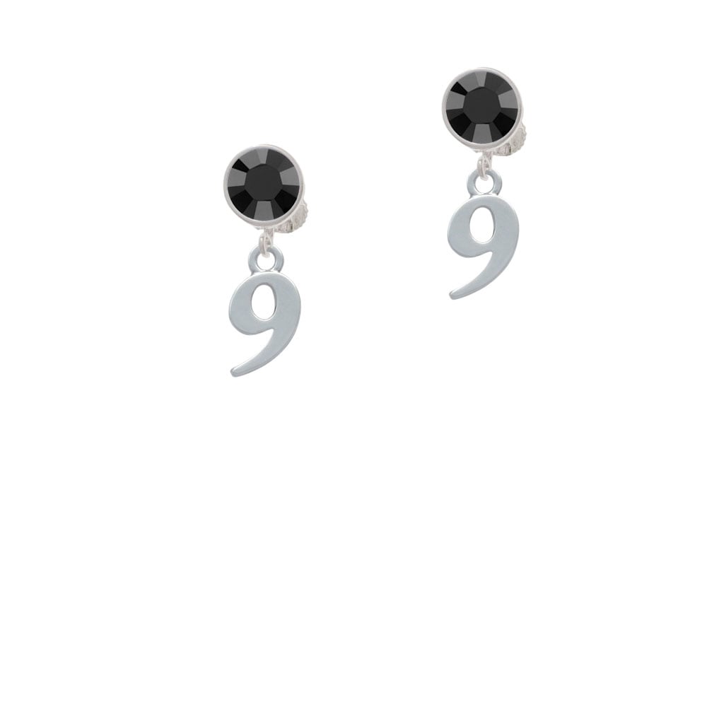 Number - 9 - Crystal Clip On Earrings Image 3