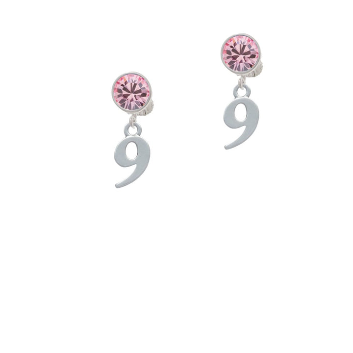 Number - 9 - Crystal Clip On Earrings Image 1