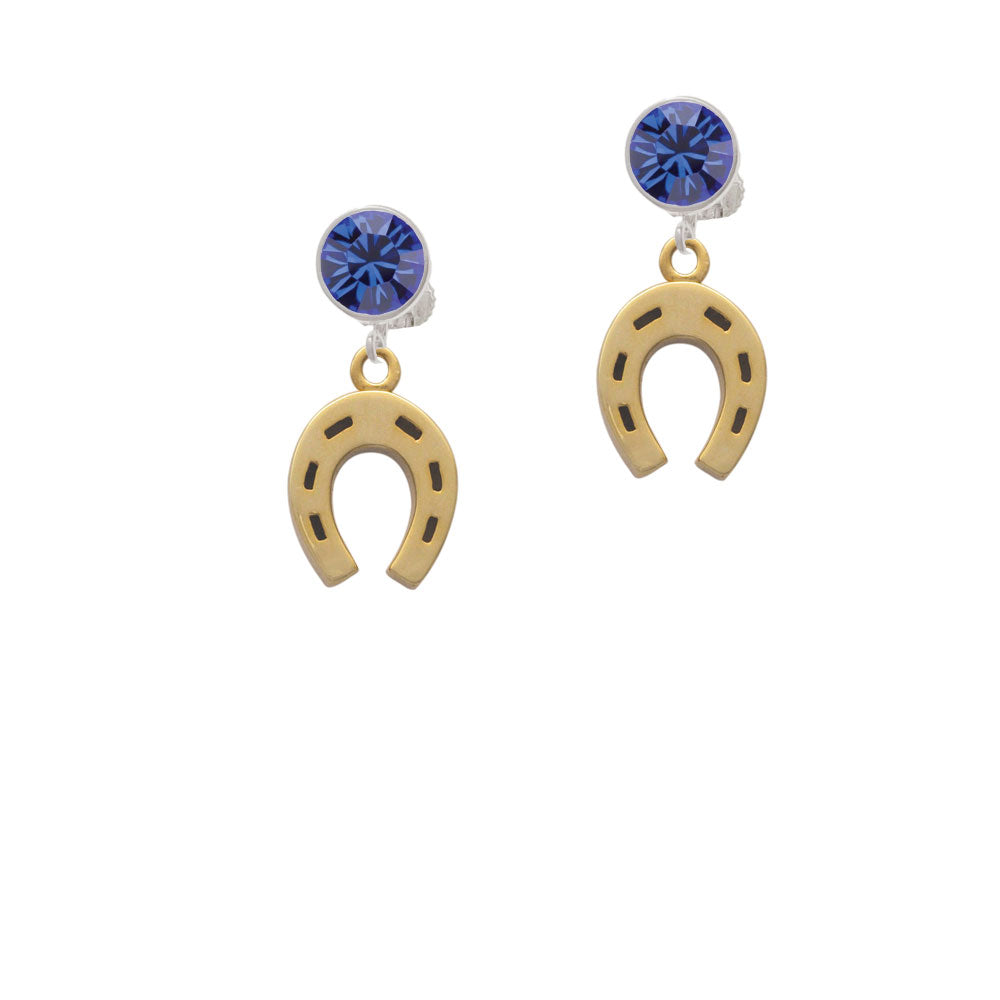 Gold Tone Horseshoe Crystal Clip On Earrings Image 7