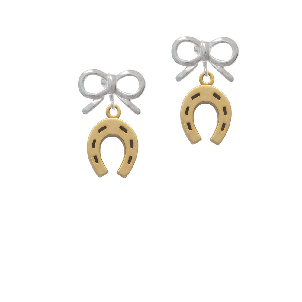 Gold Tone Horseshoe Crystal Clip On Earrings Image 9